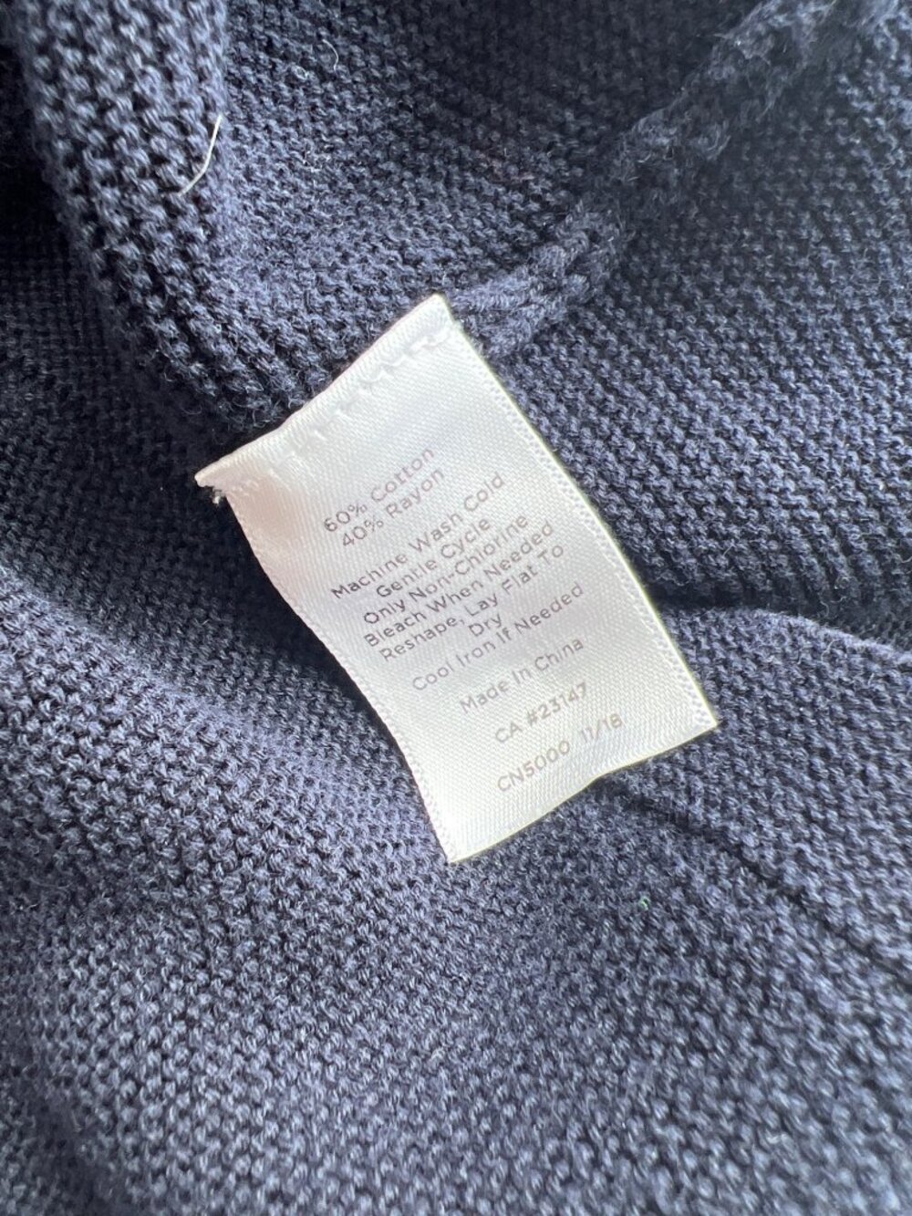 Talbots Button 3/4 Sleeve Sweater Size M Petite Navy Blue Cotton Rayon Cozy Knit - Picture 5 of 7